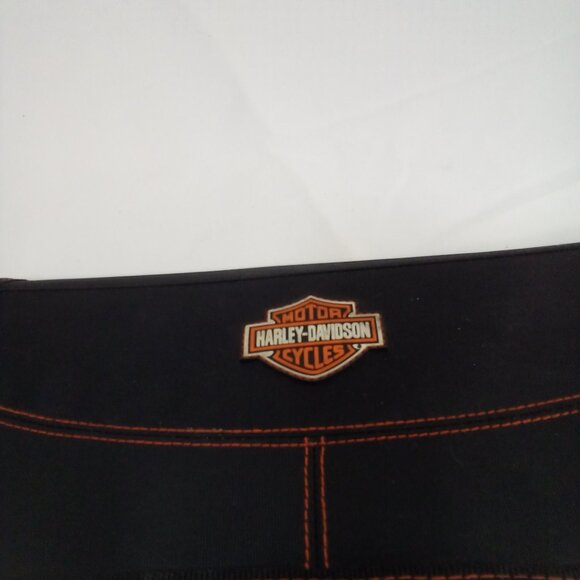 Harley Davidson Clutch Wallet Tri-Fold Zipper Pocket 10.5" x 5" Black Orange - Picture 3 of 13